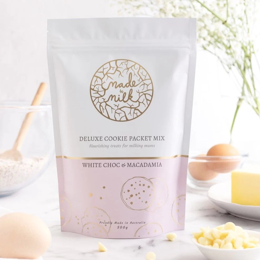 deluxe lactation cookie packet mix white choc macadamia