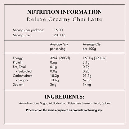 Deluxe Creamy Chai Latte 300g - DF & SF